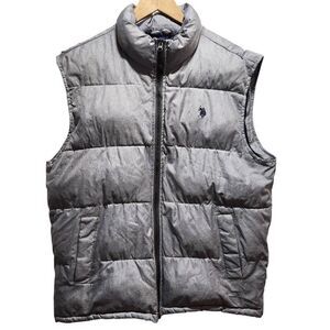 U.S. Polo Assn. Gray puffer vest logo Large